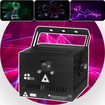 ILDA 1W 2W 3W 4W RGB 3D анимация Скенер за лъчи Етап Лазерен светлинен проектор DJ Дискотека Бар Клубно парти Танц Сватба Коледно шоу