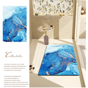Моден стил Кухненски вход Неплъзгащ се килим Естествен мрамор Красив модел Супер абсорбираща подложка за баня Мемори пяна тоалетни подложки