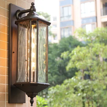 Door стена лампа открит водоустойчив китайски стил двор балкон стена лампа градина вила пътека LED тераса ретро стена лампа