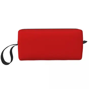 Cherry Red плътен цвят грим чанта торбичка козметична чанта мъже жени тоалетна чанта съхранение торбичка чанта