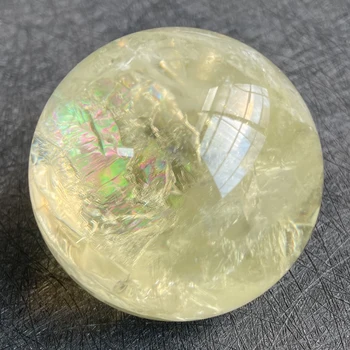 244g естествен камък цитрин кристална топка дъга кварцова сфера полиран рок Рейки изцеление B12