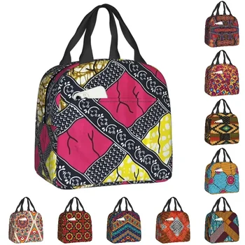 Стилен и уникален африкански Анкара отпечатва шарени дизайни изолирани чанти за обяд Бохемия стил Resuable термичен охладител Bento Box