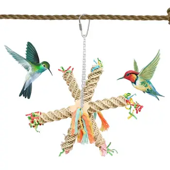 Играчки за раздробяване на птици Многоцветни естествени ратанови играчки Играчки за корел Трайни играчки за дъвчене на птици Играчки за хранене на птици Фураж