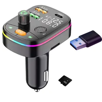 Bluetooths FM трансмитер в колата безжичен радио адаптер за свободни ръце комплект за кола с дисплей за разговори със свободни ръце и 2 USB порта