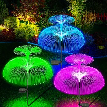 Слънчеви LED светлини Външна водоустойчива слънчева енергия Медузи Градински декор Лампа за косене на трева 7 Промяна на цвета