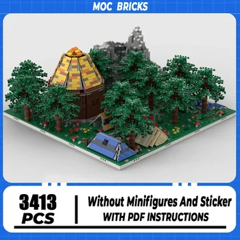 Moc Building Block Модулни палаткови лагери в гората Технология на модела Тухла DIY събрание City Street View играчка за празничен подарък
