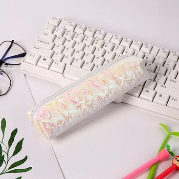 Kawaii 3D звезда Цветен голям калъф за писалка Creative Pu кожена кутия за моливи Сладка чанта за молив за деца Подарък Училищни пособия Pencilpouch