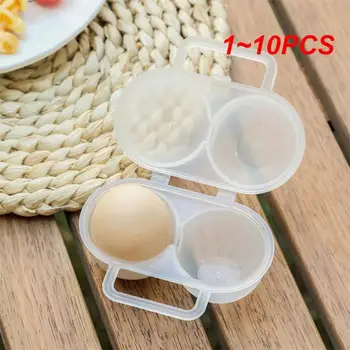 1 ~ 10PCS 2 решетка яйце пластмасова кутия за съхранение контейнер преносим държач за яйца за открит къмпинг пикник яйца кутия случай кухня хладилник