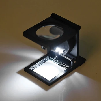 Двойна LED лампа, оптично стъкло, изцяло метална черна лупа за боядисване, трикратна огледална лупа за многократна употреба Издръжлива