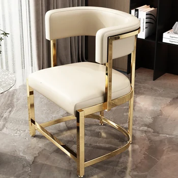 ергономичен дизайнер ръка трапезен стол акцент бял офис трапезни столове злато луксозни шезлонги Salle Manger мебели за дома LK50CY