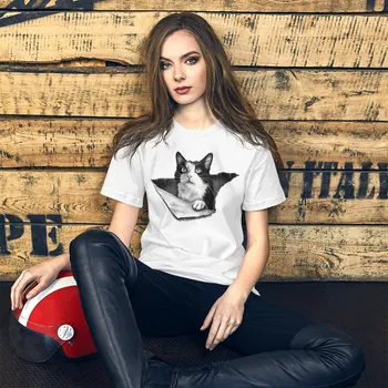 Cat Lover 3D Tuxedo Kitten Black and White Men Къс ръкав