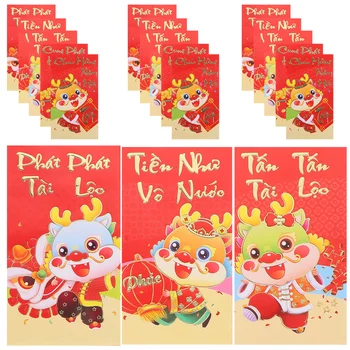 Виетнамски Нова година Червени пликове Година Драконът Хонг Бао Червени пликове 2024 Пликове с късметлийски пари Пролетен фестивал на червения пакет