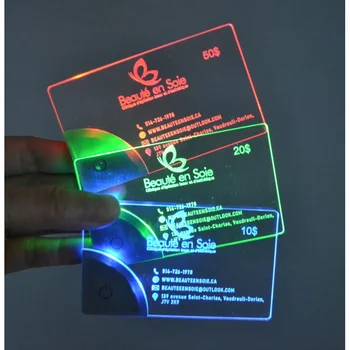  персонализиран продукт, LINLI патент мигащи светещи лични име карта за промоционални маркови рекламни акрилни бизнес LED кола