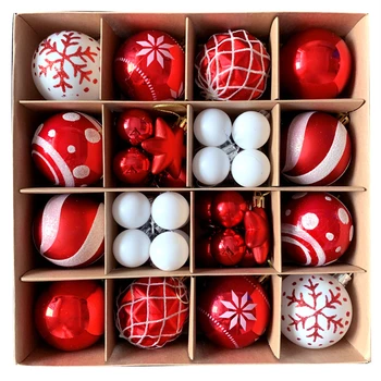 42Pcs Коледна топка орнаменти цветни пластмасови нечупливи коледни дрънкулки комплект за коледно дърво висящи декорации 3-6cm