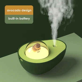 Сладък овлажнител от авокадо с дифузьор на батерията Ултразвуков ням домакински производител на мъгла Топла нощна светлина за дома творчески подарък