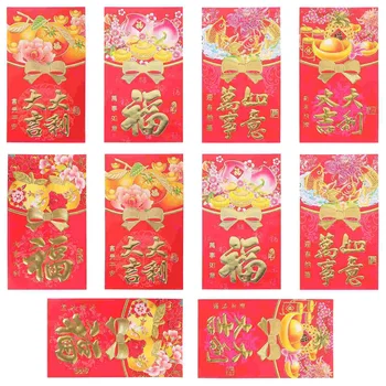 50Pcs Китайска Нова година Червени пликове 2024 Лунна година Парични пликове