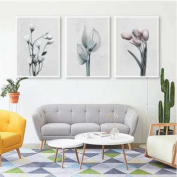 Nordic минималистичен елегантен цвете стена изкуство платно живопис декорация дома хол спалня коридор висящи картина без рамки