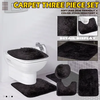 3Pcs/Set плюшена баня мат капак нехлъзгащ килим тоалетна капак възглавница мека душ кабина против хлъзгане мат износоустойчиви килими
