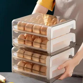  чекмедже тип кутия за съхранение хладилник яйце организатор прясна кутия кухня прозрачен контейнер за храна анти-капка пластмасов държач за яйца