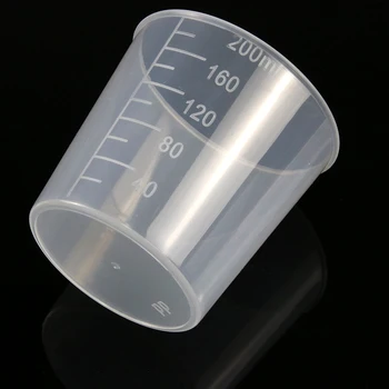 200ML Мерителна чаша Прозрачна пластмасова чаша Училищна научна лаборатория Химикали Кухненски бар консумативи 5 броя