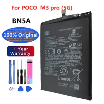 BN5A Оригинална батерия за Xiaomi Mi POCO M3 pro 5G Висок капацитет 5000mAh Li-полимерна батерия Акумулаторна батерия + Инструменти