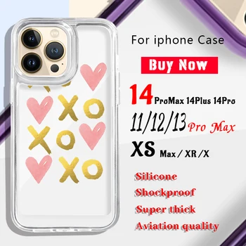 Hot Pink Love X Живопис Ясен калъф за Iphone 11 12 13 Pro 14 Plus XS Max X XR Мека рамка броня Акрилно покритие Удароустойчив Coque