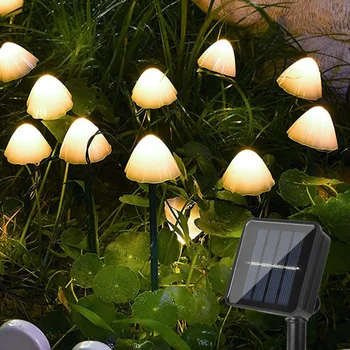 LED слънчеви гъби светлини открит водоустойчив пейзаж Коледа венец фея низ лампа за двор тревата градина двор декорация