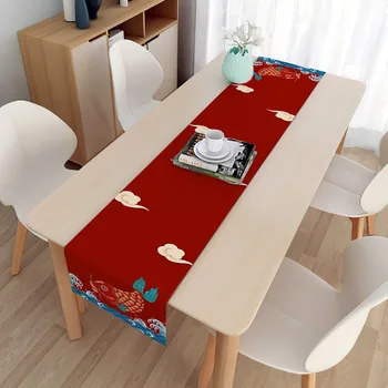 нов китайски Koi благоприятен бельо покривка за маса за хранене покривка сватба романтичен декор червена покривка празнично парти декорация
