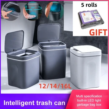 12 / 16L Интелигентен боклук може автоматичен сензор за боклук Кошче за електрически отпадъци Водоустойчив кош за отпадъци за кухненска баня рециклиране