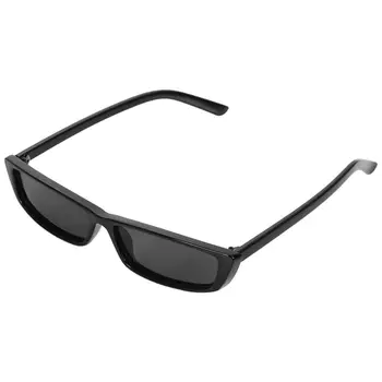 Реколта правоъгълник слънчеви очила жени малка рамка слънчеви очила ретро очила S17072 черна рамка черна