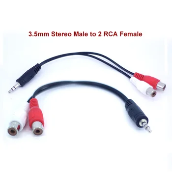 3.5mm стерео 3pole жак мъжки към 2 RCA женски жак конектор RCA аудио кабел конвертор адаптер