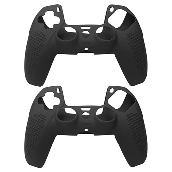 2X за PS5 Game контролер силиконов защитен капак за PS5 неплъзгащ се капак на дръжката (черен)