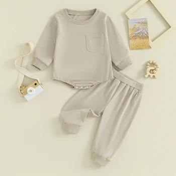 бебе дрехи момичета гащеризон панталони комплект бебе суитчър извънгабаритни боди плътен цвят новородено момче екипировки есен зима
