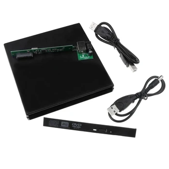 12.7Mm външен DVD корпус USB 2.0 външен DVD / CD-ROM калъф за лаптоп настолен компютър оптично дисково устройство SATA към SATA