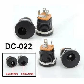  DC-022 5.5x2.1mm 5.5x2.5mm 5.5 * 2.1mm DC Power Jack DC конектор панел монтаж DC022 гнездо 5.5-2.5 черен N6