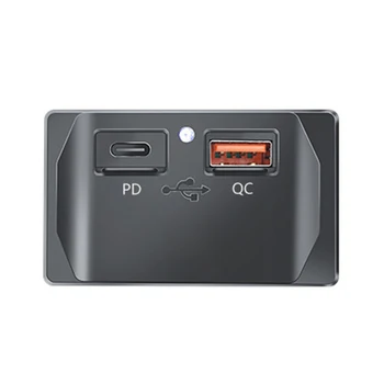 1pc Универсални двойни USB портове QC3.0 PD Адаптер за гнездо за зарядно за кола ABS Черен USB захранващ панел Син/Червен/Зелен Светлина