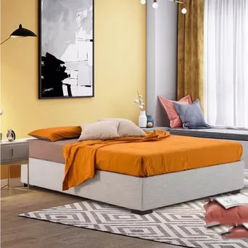Етаж Хотелски легла Тапициран дизайн Дървени двойни рамки Спалня Queen Full Size Camas De Dormitorio Мебели за дизайн на легла