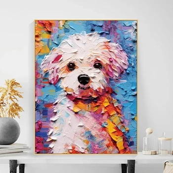 Цифрова маслена живопис домашен любимец куче животно сладко куче ръчно рисувана висяща живопис