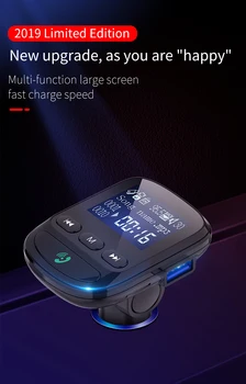 Car AUX MP3 музикален плейър Bluetooth 5.0 FM предавател радио адаптер комплект 2 USB QC3.0 портове зарядно устройство за свободни ръце аудио предавател