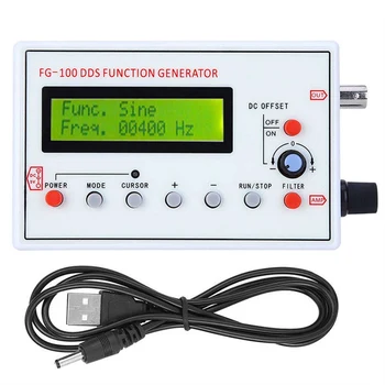 FG-100 DDS функция генератор на сигнали честотен брояч 1Hz - 500KHz синусоида + квадрат + тройно ъглова форма на вълната