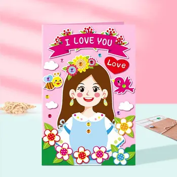 Предучилищна Благодаря Ви Благославяне Детски ученик DIY 3D поздравителна картичка Занаятчийска пощенска картичка Материали за поздравителни картички Картичка за Деня на майката