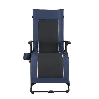 BOUSSAC Открит стол пътека Quad Zero Gravity шезлонг къмпинг стол, син, възрастен