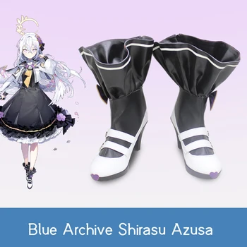 Нов Shirasu Azusa Cosplay аксесоар обувки игра Blue Архив сладък Кожен глезен покритие персонализиране обувки B