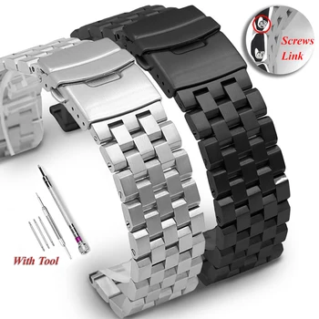 Premium Full Solid неръждаема стомана часовник лента мъже часовник каишка маншет гривна 18mm 20mm 22mm 24mm 26mm с инструменти винтове връзка