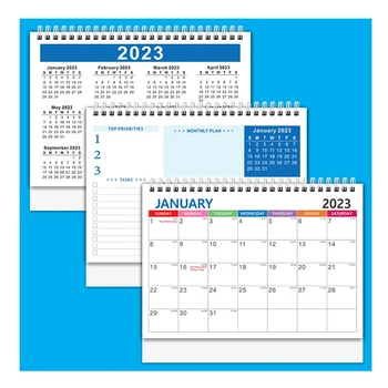 2PCS Desk Calendar Standing Flip Calendar, 12 месеца Desktop Calendar, Stand Up Calendar, с празни блокове F