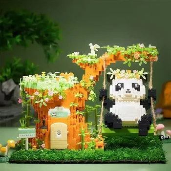 Градивен блок Panda писалка притежателя декорация малки частици събрание играчка декорация 2023 нов модел