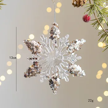 Бели коледни снежинки орнаменти, украса за коледно дърво, празнични парти консумативи, Adornos, 2022, 5Pcs