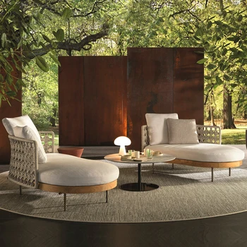 Персонализиран външен диван ратан двор градина дъга кръг единичен балкон масивна дървесина дизайнер открит вила ратан стол
