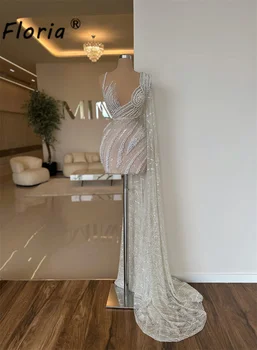 Шикозни перли Пайети Дубай Абитуриентски рокли Мъниста Къса коктейлна рокля с дълъг влак мода Homecoming vestidos de gala 2023