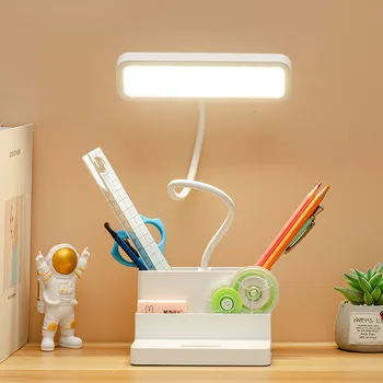 Настолна лампа акумулаторна светлина USB Led настолна лампа офис проучване четене бюро нощни светлини с писалка телефон титуляр функция